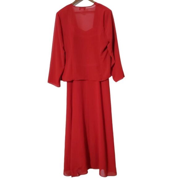 Tally Taylor Red Sheath Dress Size 12 Church Formal Beaded Sleeveless Womens - Picture 6 of 14